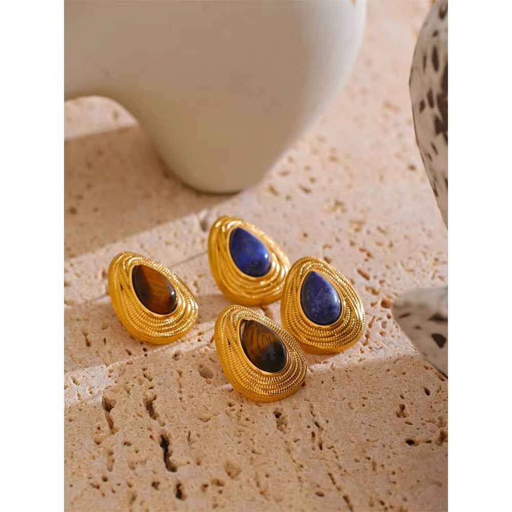 Neelam Blue Stone Stud Earrings