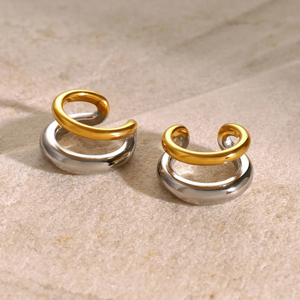 Two Tone Twin Curl Ear Cuffs