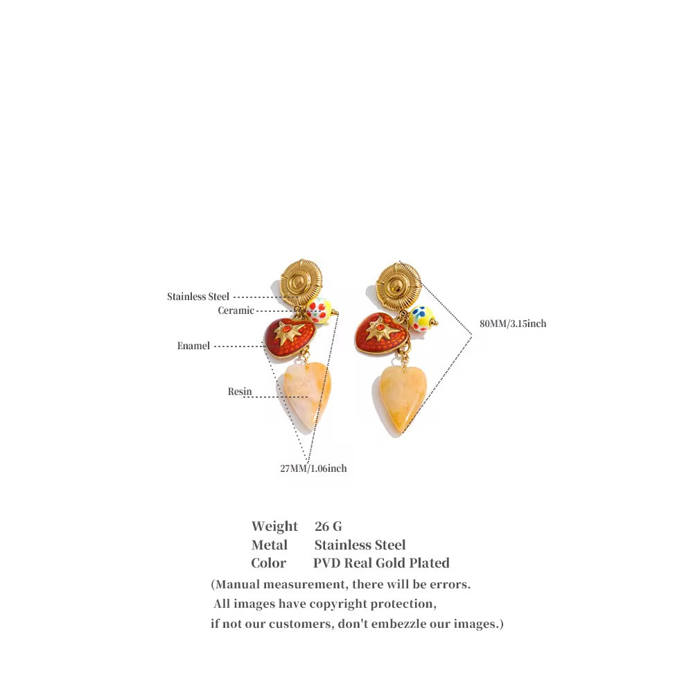 Rangini Heart Statement Drop Earrings