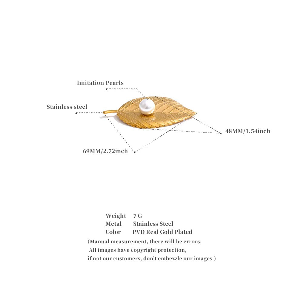 Nehal Pearl Leaf Brooch