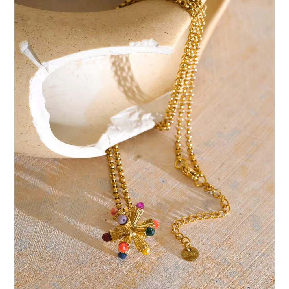 Jhalak multicolour necklace and earring set by Navera Jewels