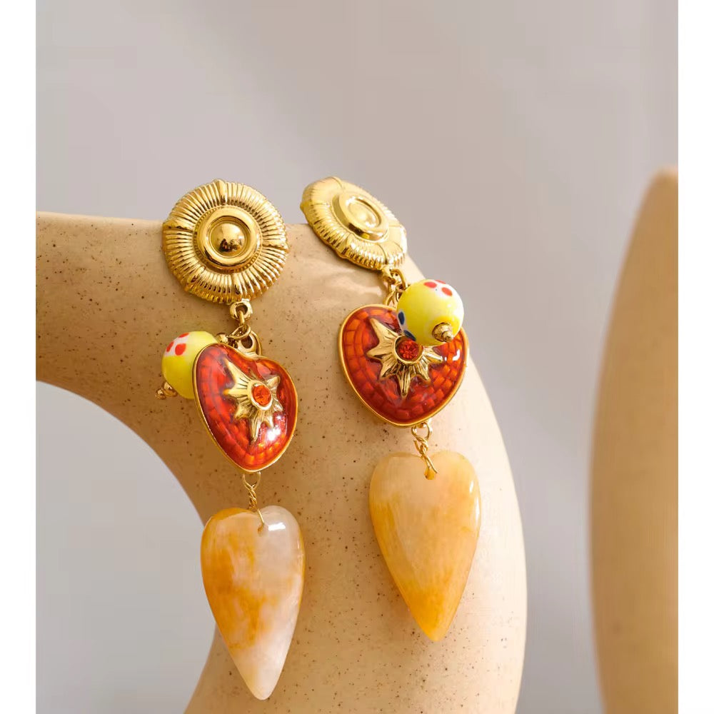 Rangini Heart Statement Drop Earrings
