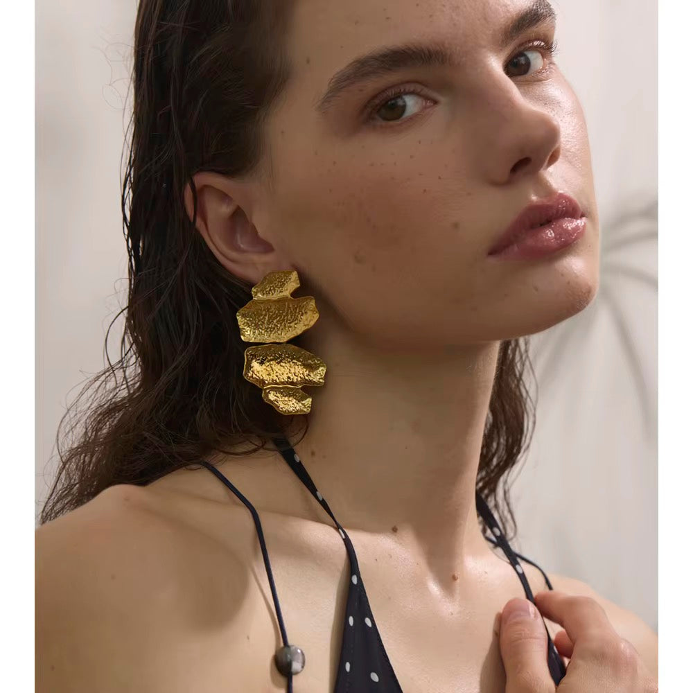 Midas Hammered Gold Drop Earrings