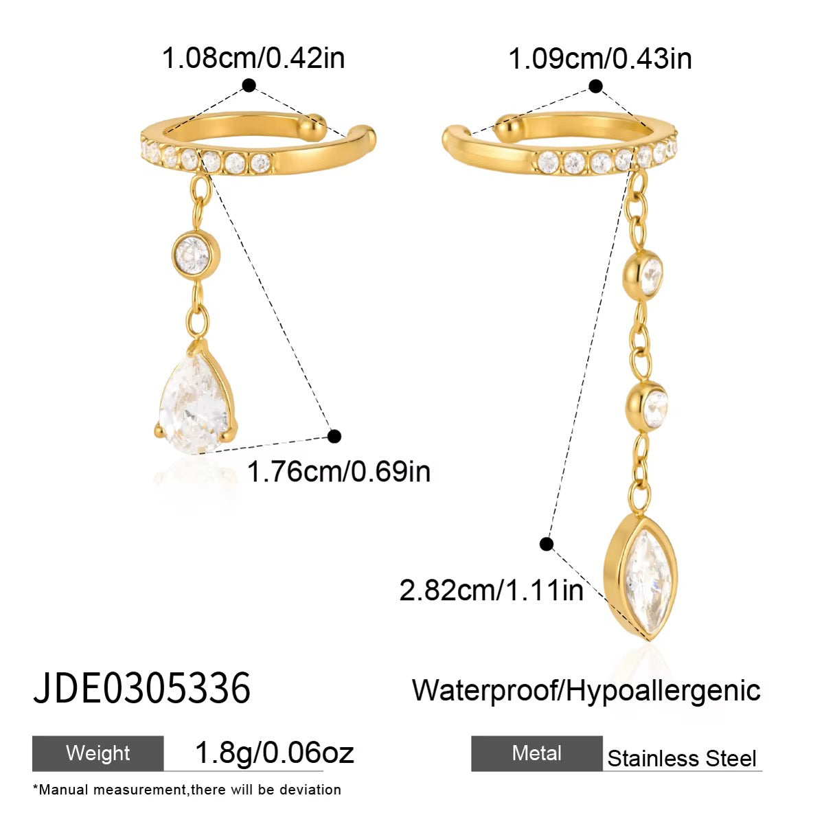 Tia Crystal Drop Ear Cuff