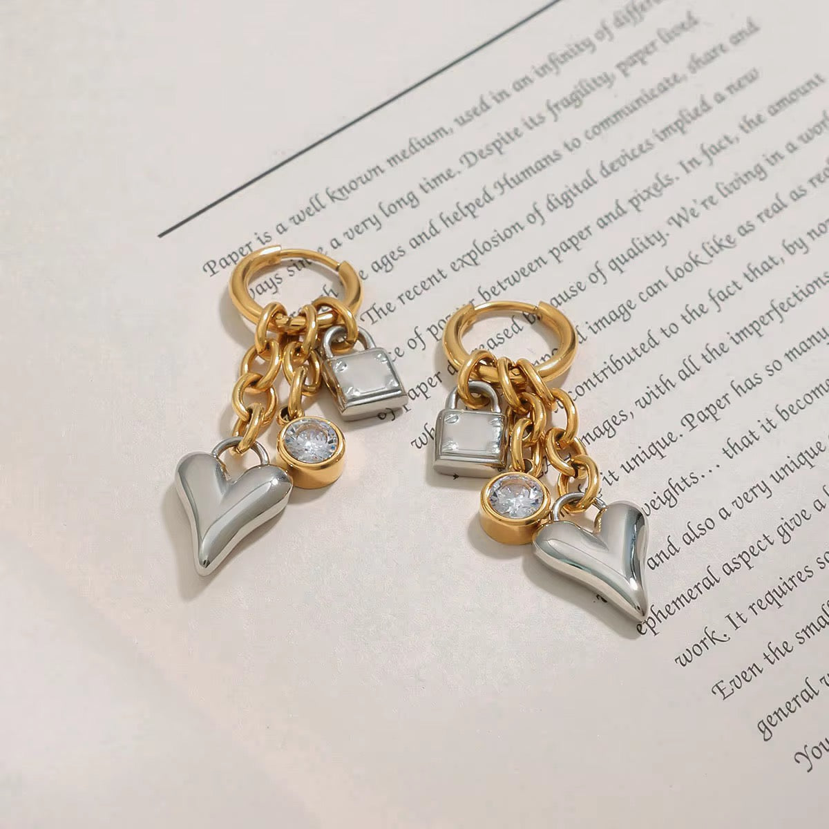 Liv Two-Tone Charm Huggie Earrings