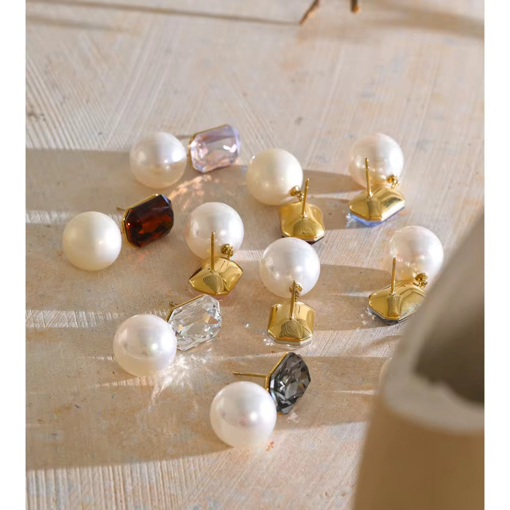 Esme Crystal Pearl Drop Earrings