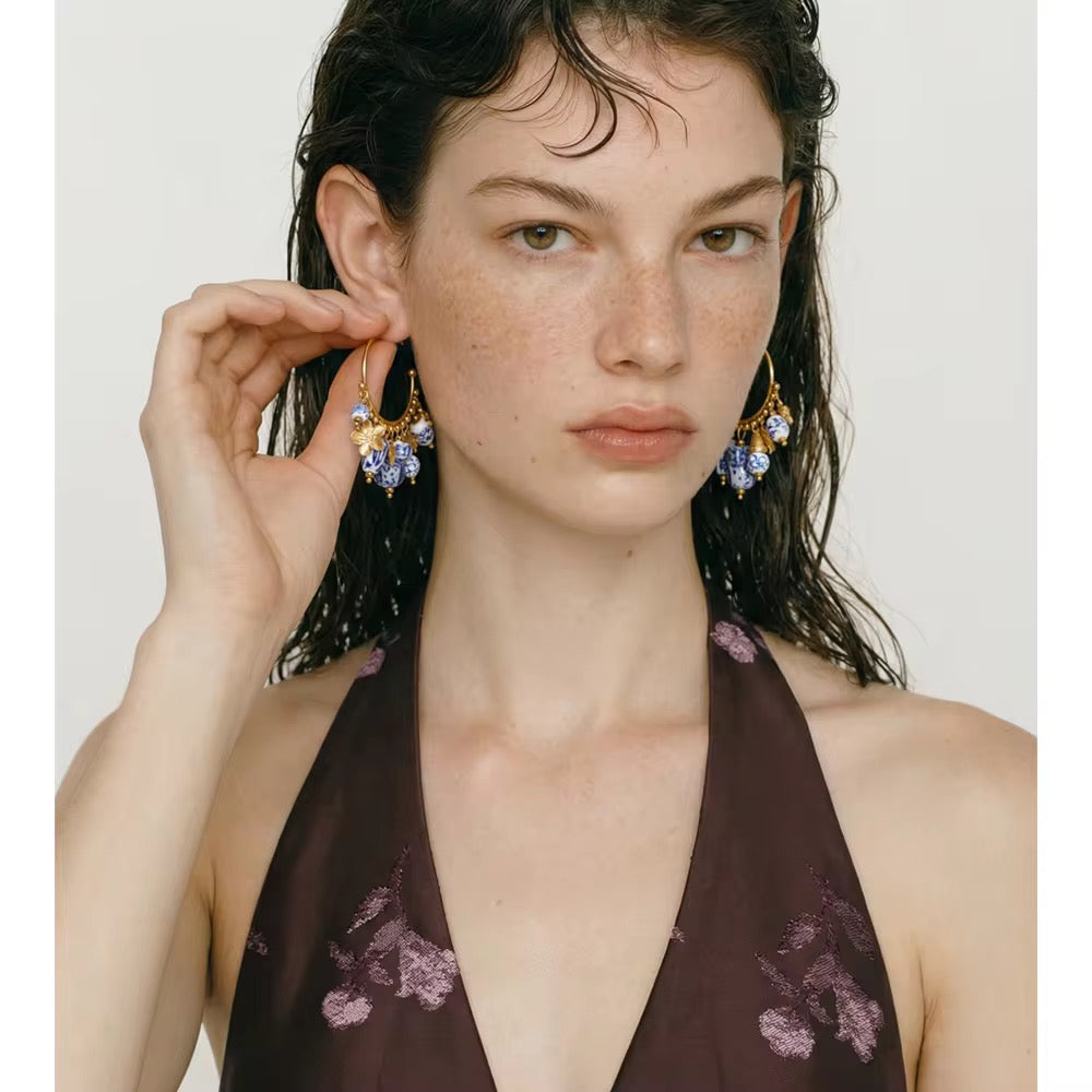Leher Charm Hoop Earrings