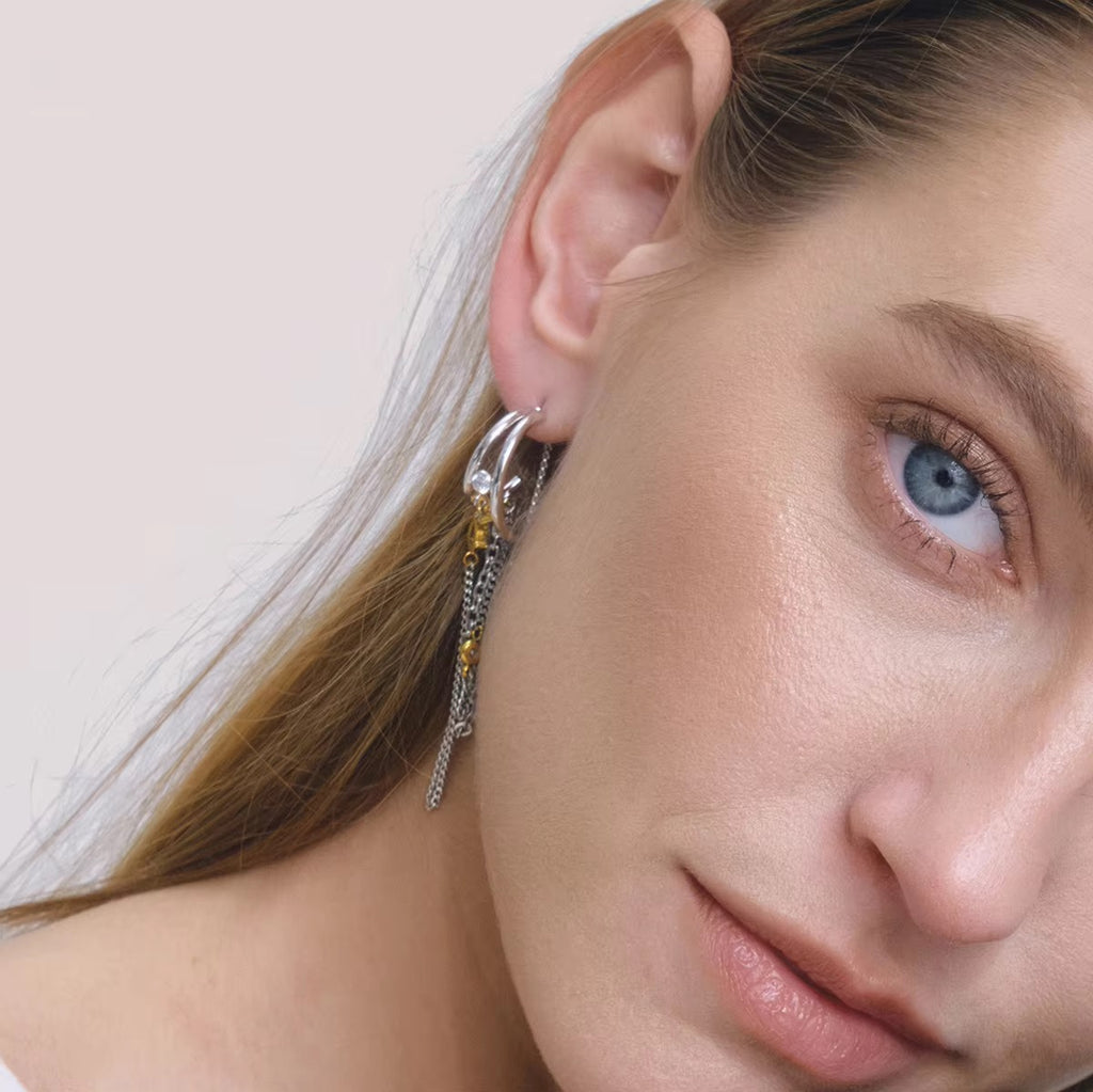 Lila Two-Tone Chain Drop Earrings