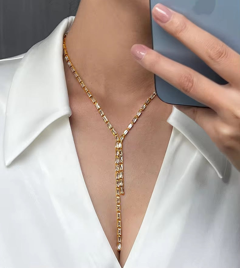 Roshini Baguette Lariat Necklace
