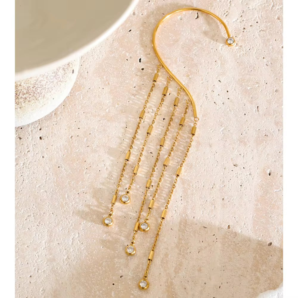 Amaya Gold Chain Tassel Ear Cuff