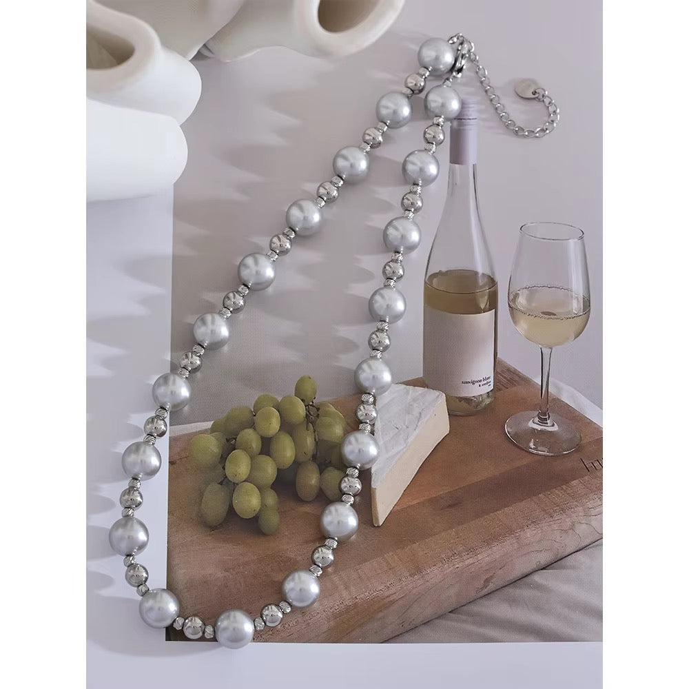 Megh grey pearl choker necklace by Navera Jewels