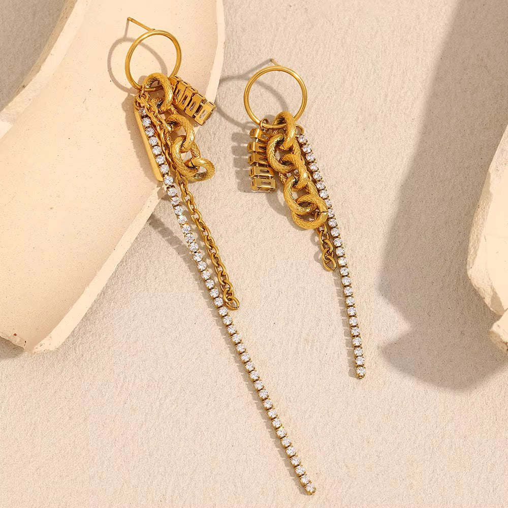 Adaa Asymmetric Chain Earrings