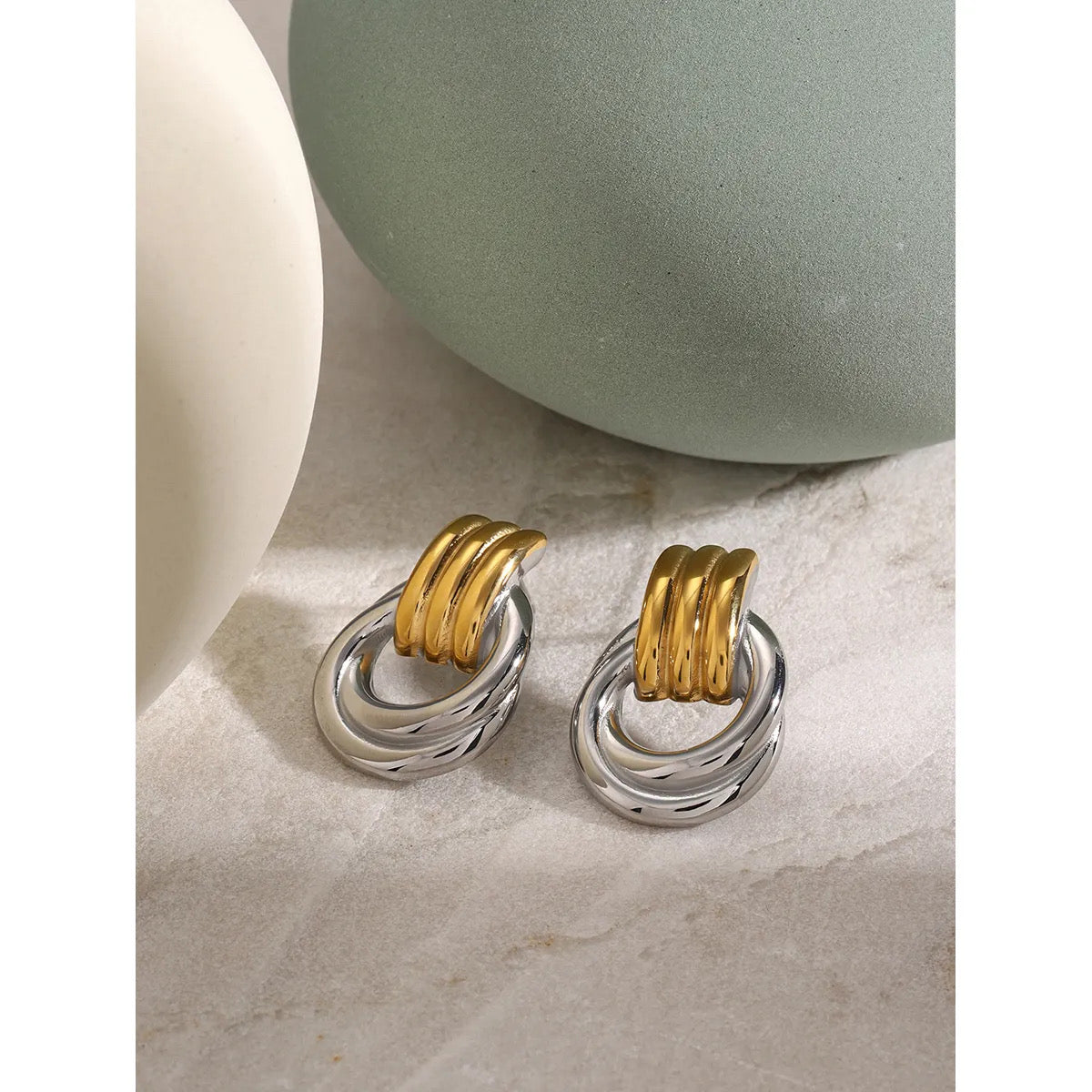 Two Tone Triple Bar Eclipse Earring