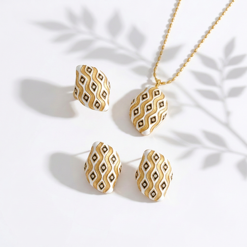 Ikat Necklace, Earring and Ring Set