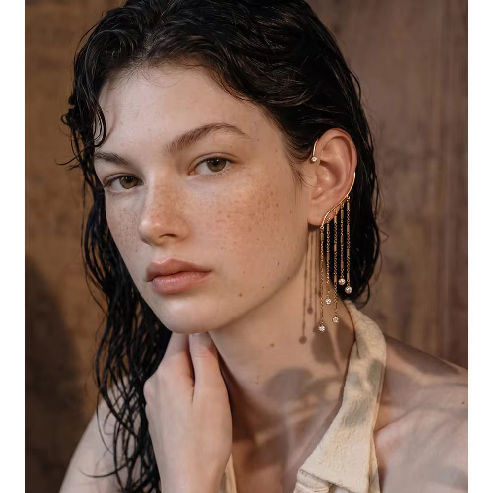 Amaya Gold Chain Tassel Ear Cuff