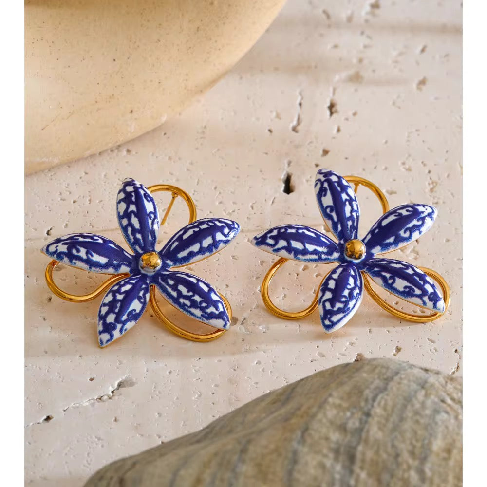 Capri Blue Flower Earrings