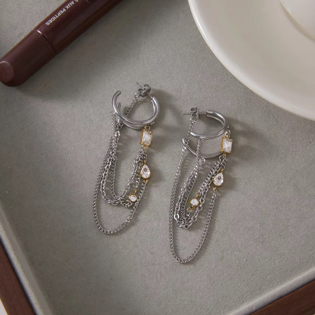 Lila Two-Tone Chain Drop Earrings