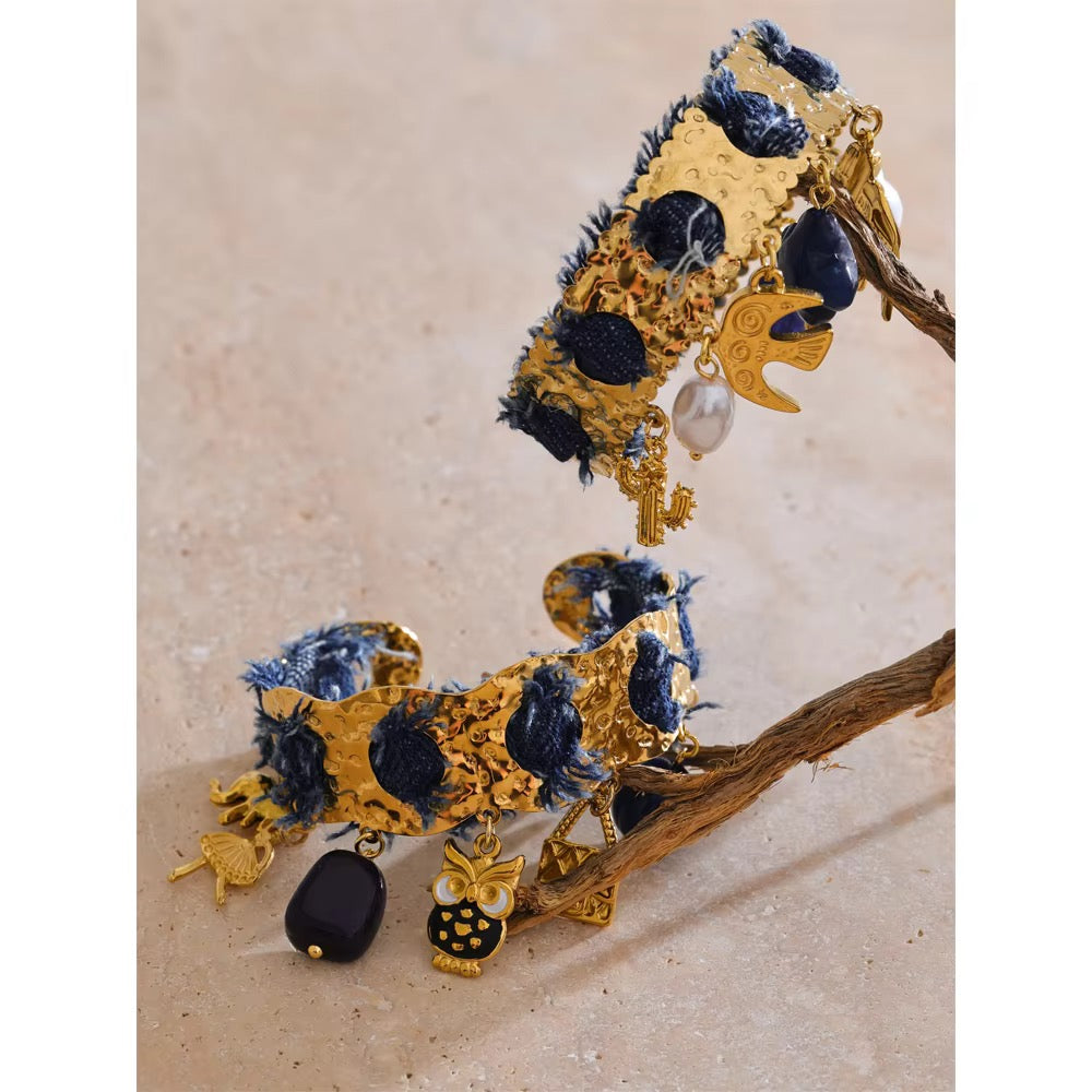 Indi Denim Charm Cuff Bracelet