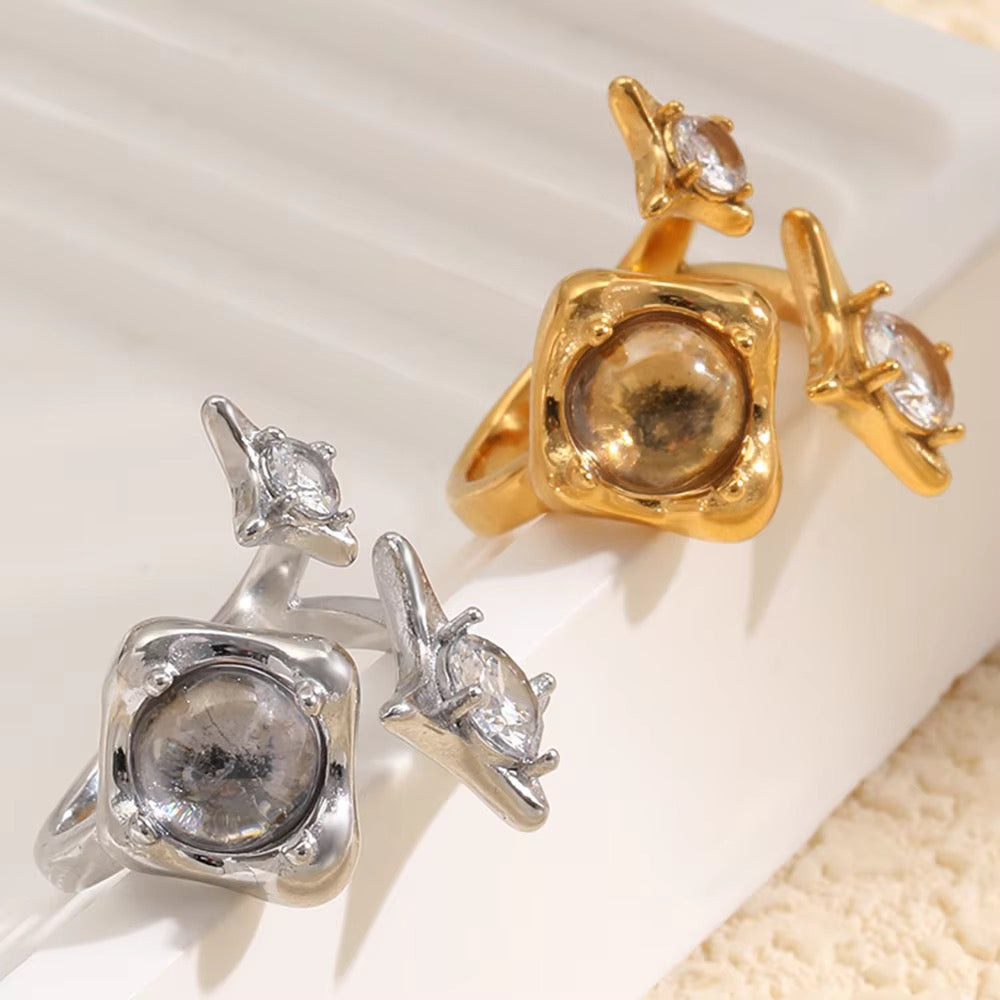 Akaashi celestial star cocktail ring by Navera Jewels