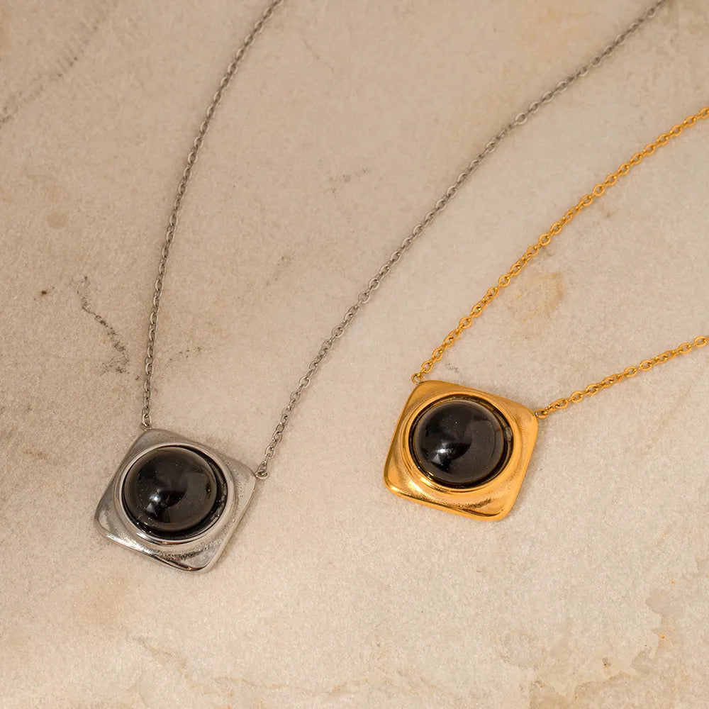 Noir Cube Pendant Necklace