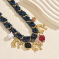 Nimes Denim Charm Choker