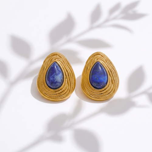 Neelam Blue Stone Stud Earrings