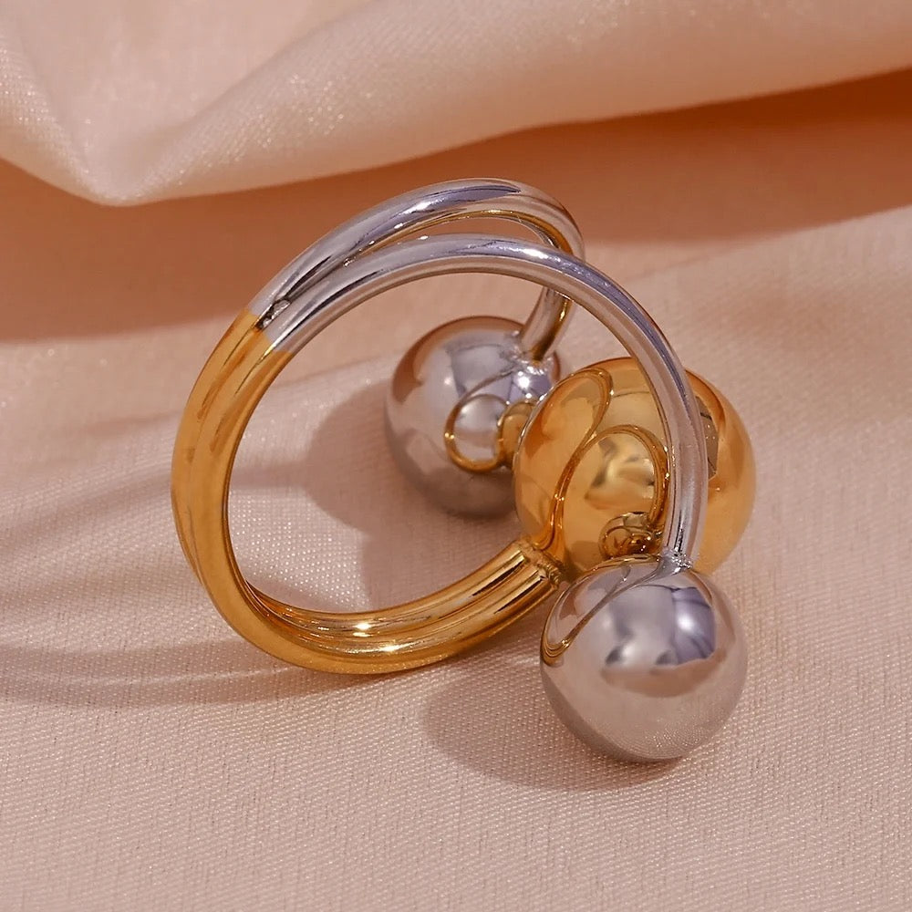 Two Tone Chunky Bubble Ring