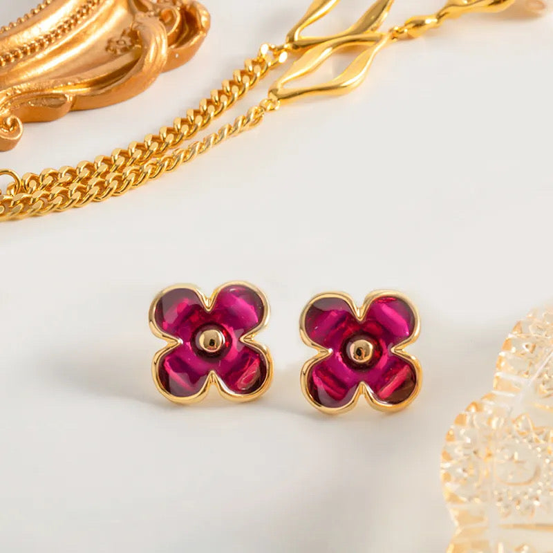 Urban Rani Ruby Flower Stud