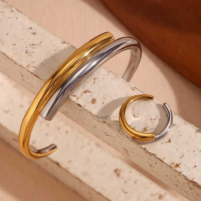 Two Tone Duo Arc Cuff Bracelet