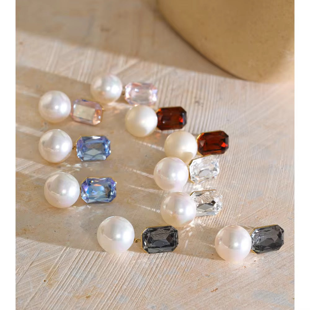 Esme Crystal Pearl Drop Earrings