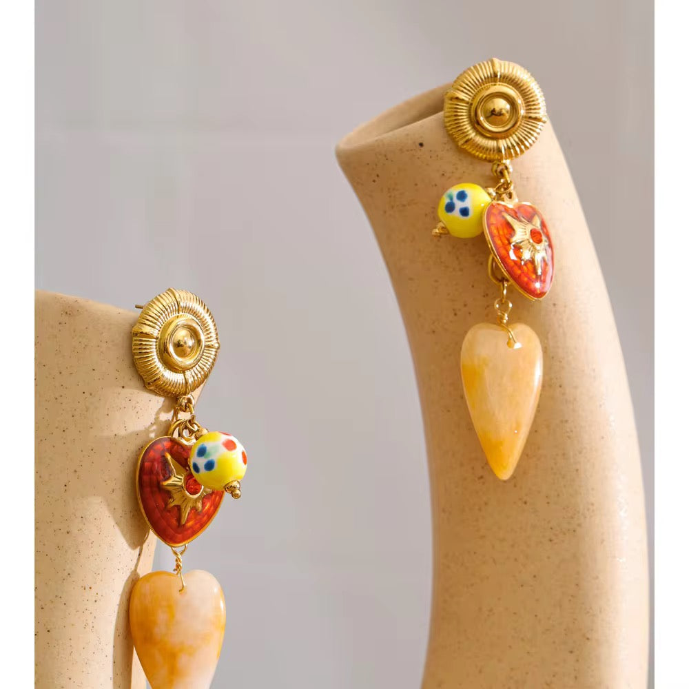 Rangini Heart Statement Drop Earrings