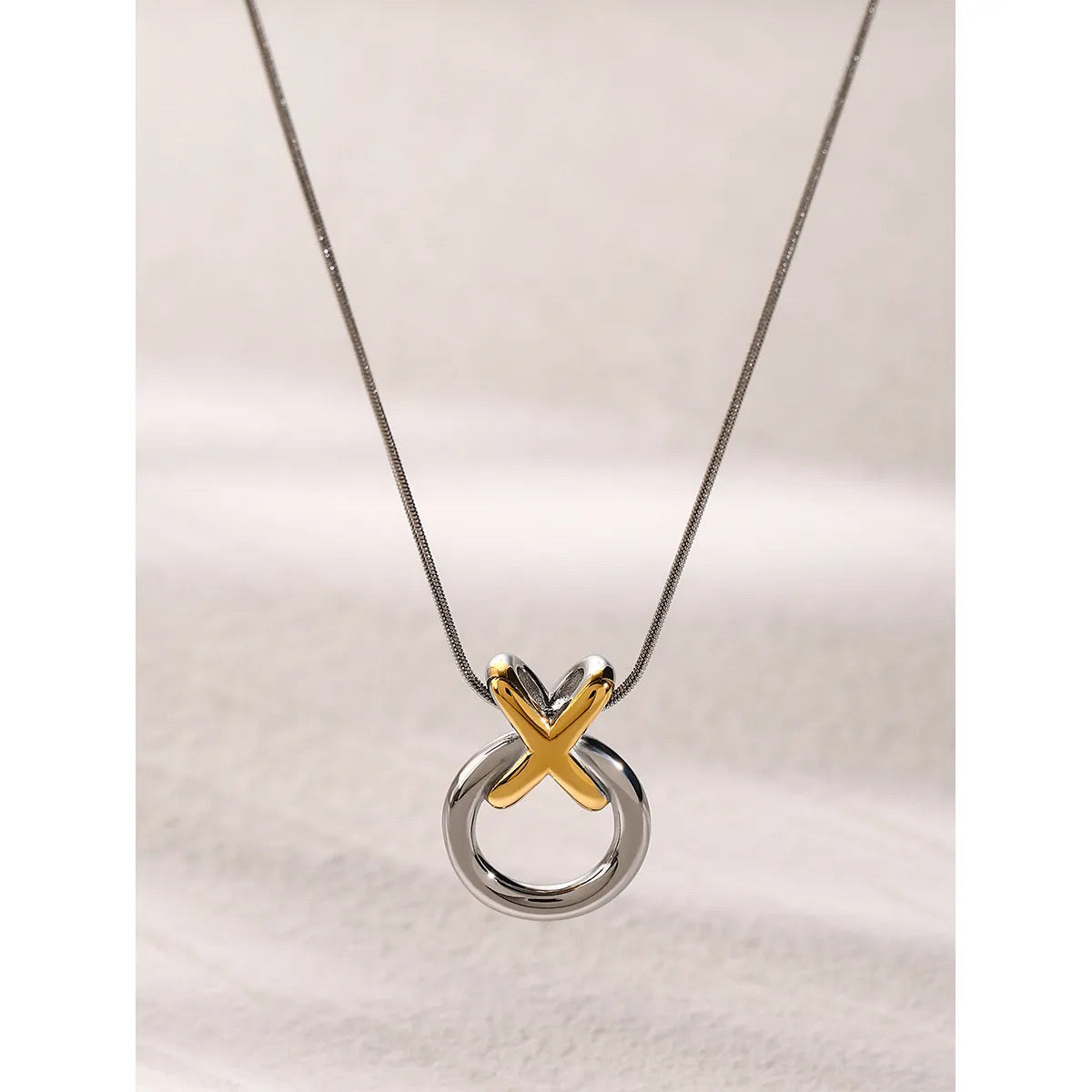 Two Tone XO Pendant Necklace