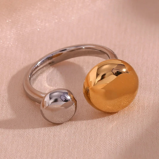 Two Tone Button Ring