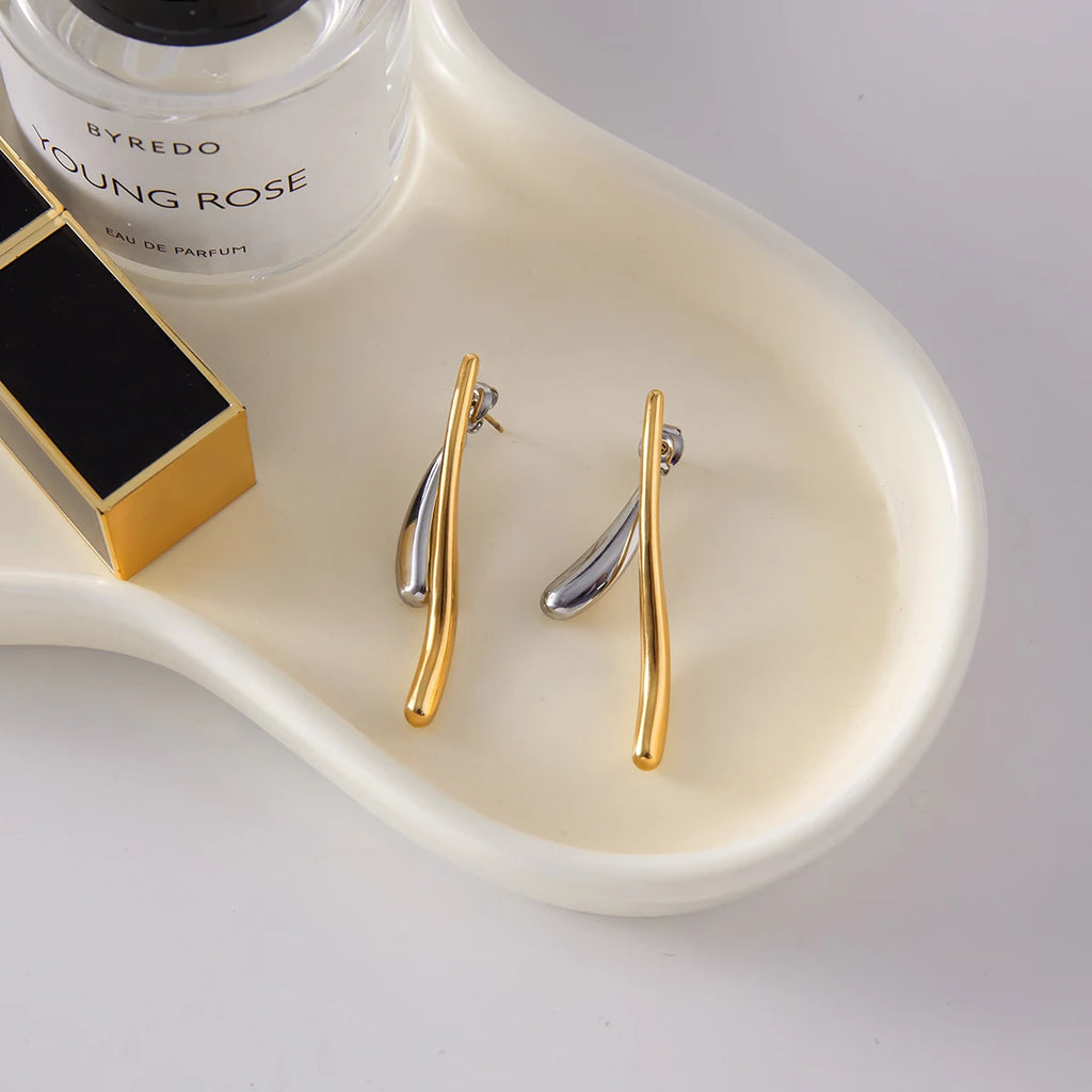 Two-Tone Earrings TTER77 by Navera Jewels