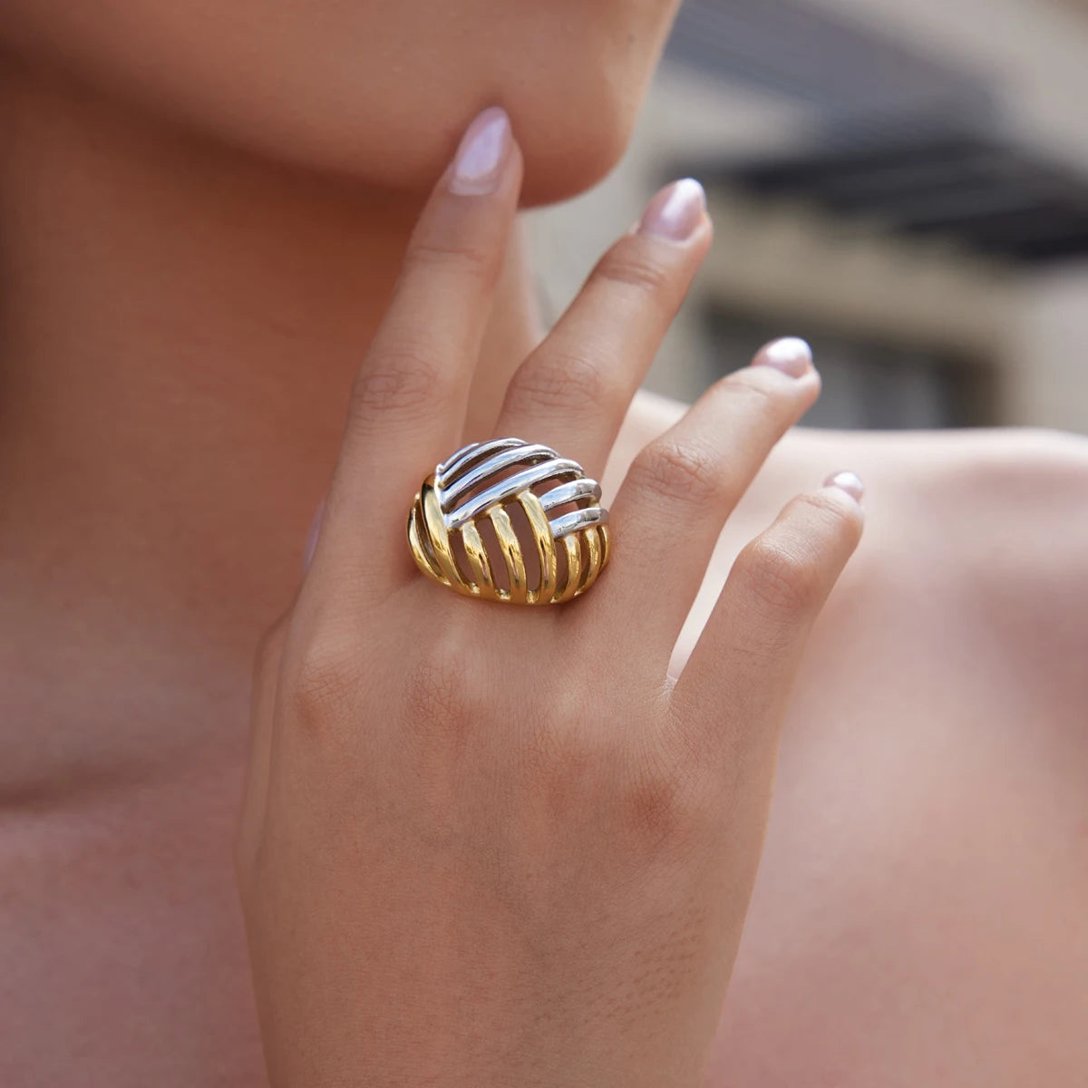 Two-Tone Ring TTRN53 by Navera Jewels