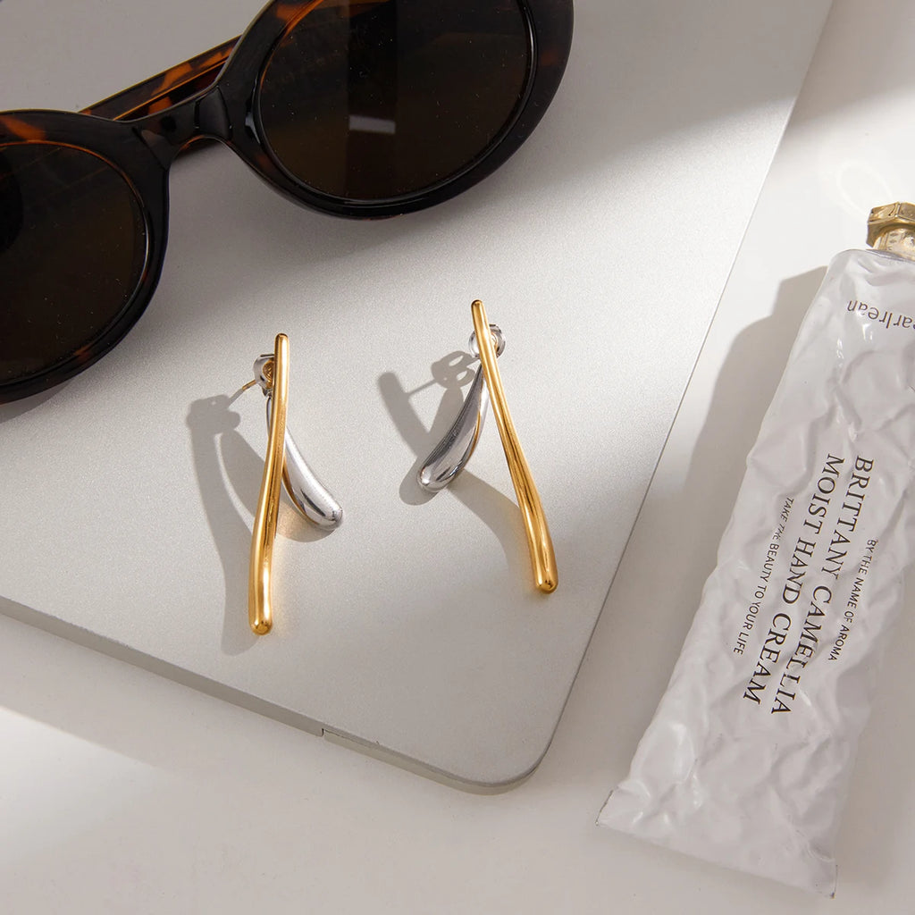 Two-Tone Earrings TTER77 by Navera Jewels