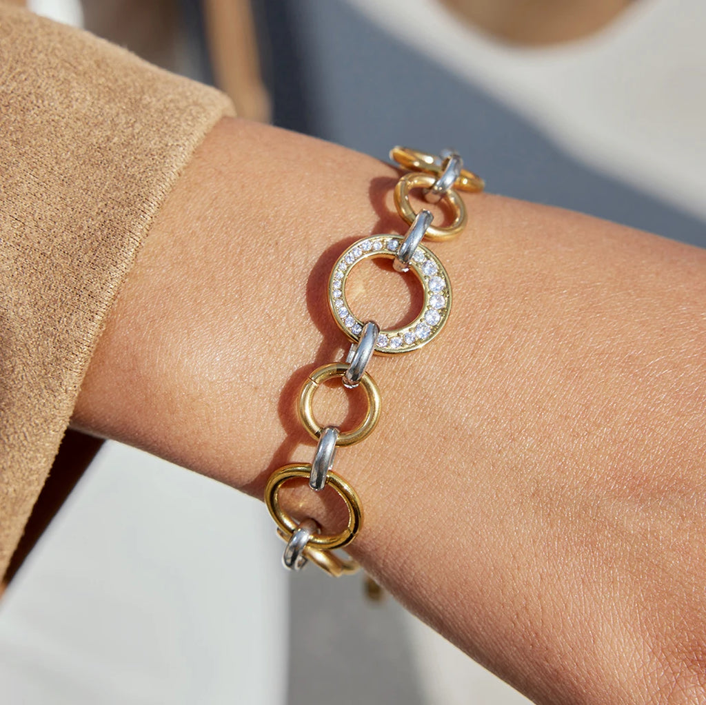 Gatsby Two-Tone Link Bracelet by Navera Jewels