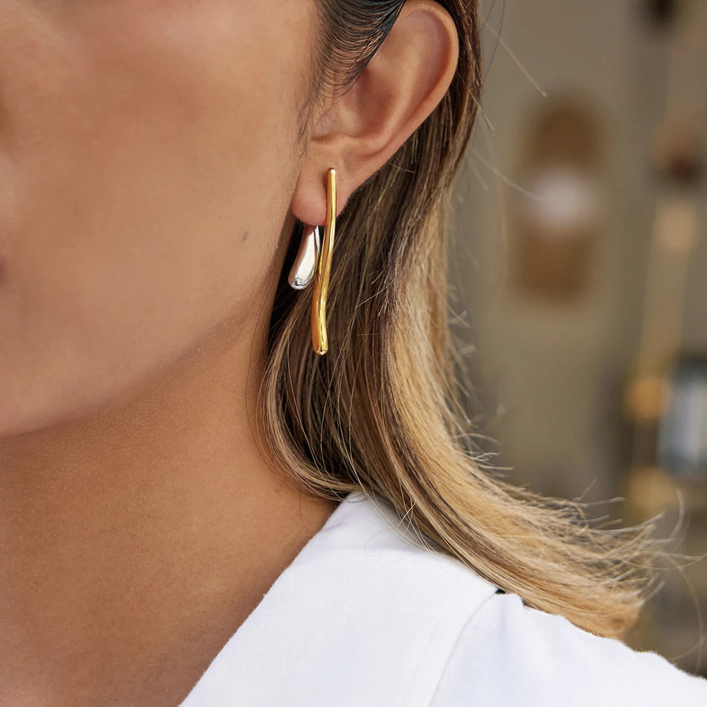 Two-Tone Earrings TTER77 by Navera Jewels
