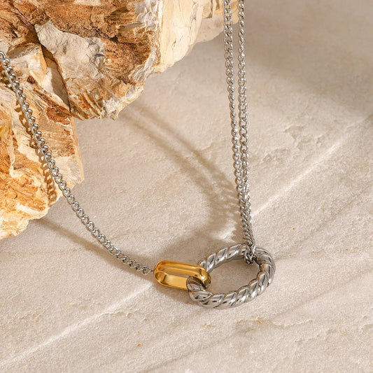 Two Tone Mix & Mingle Pendant Necklace