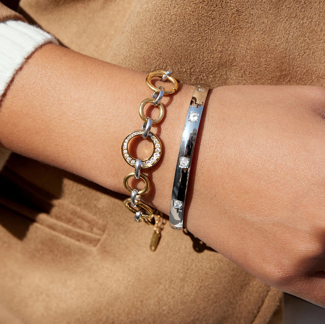 Gatsby Two-Tone Link Bracelet by Navera Jewels