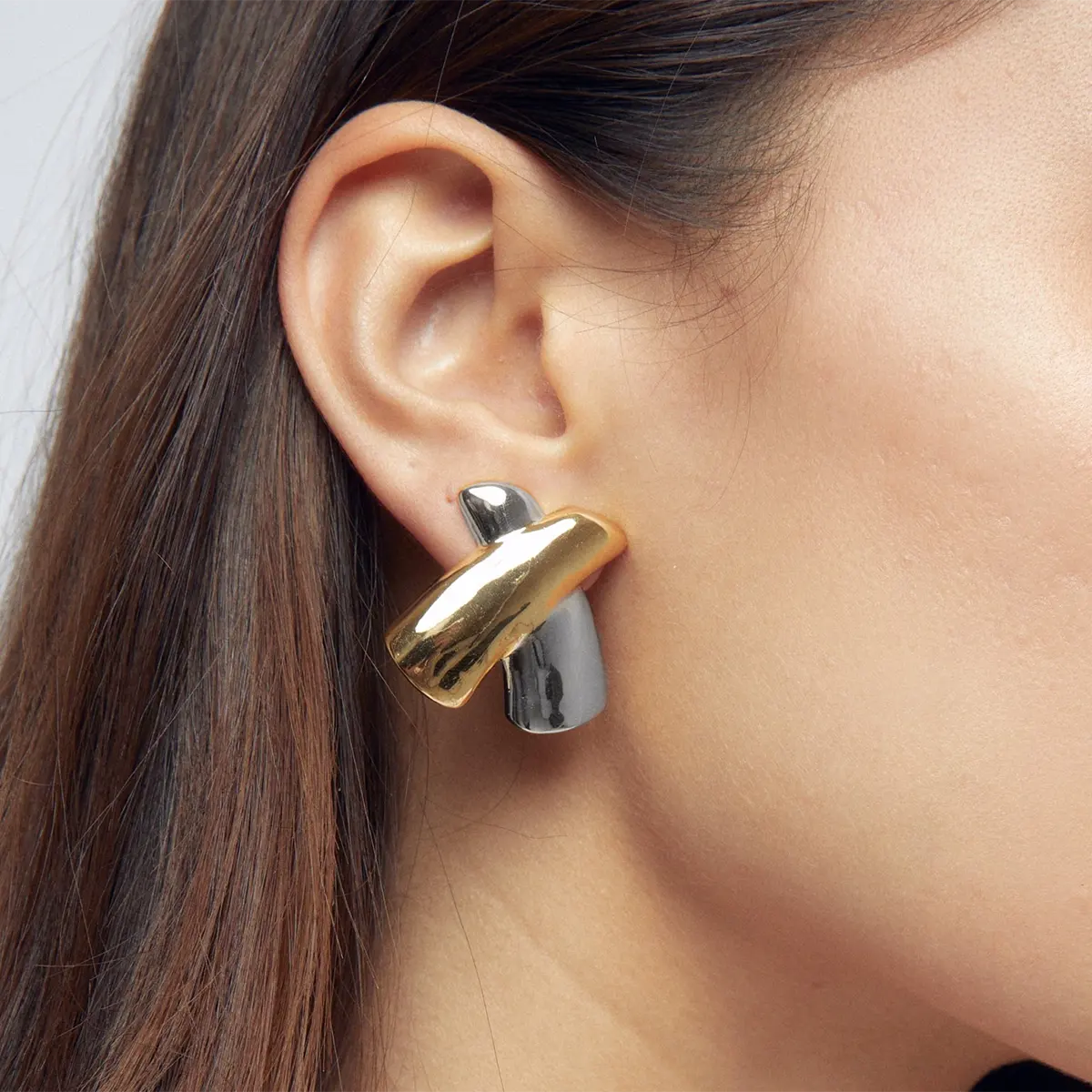 Two Tone Cross Studs