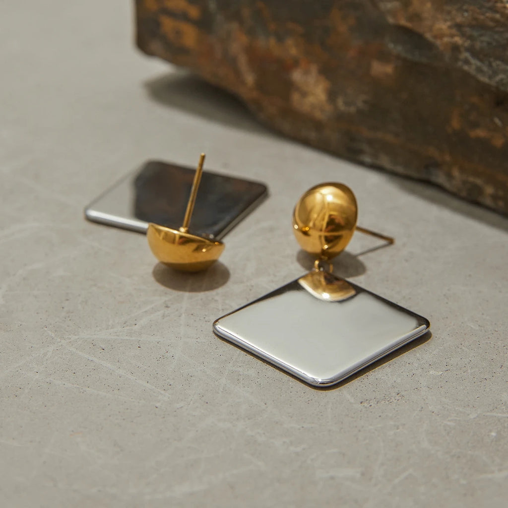 Two-Tone Earrings TTER78 by Navera Jewels