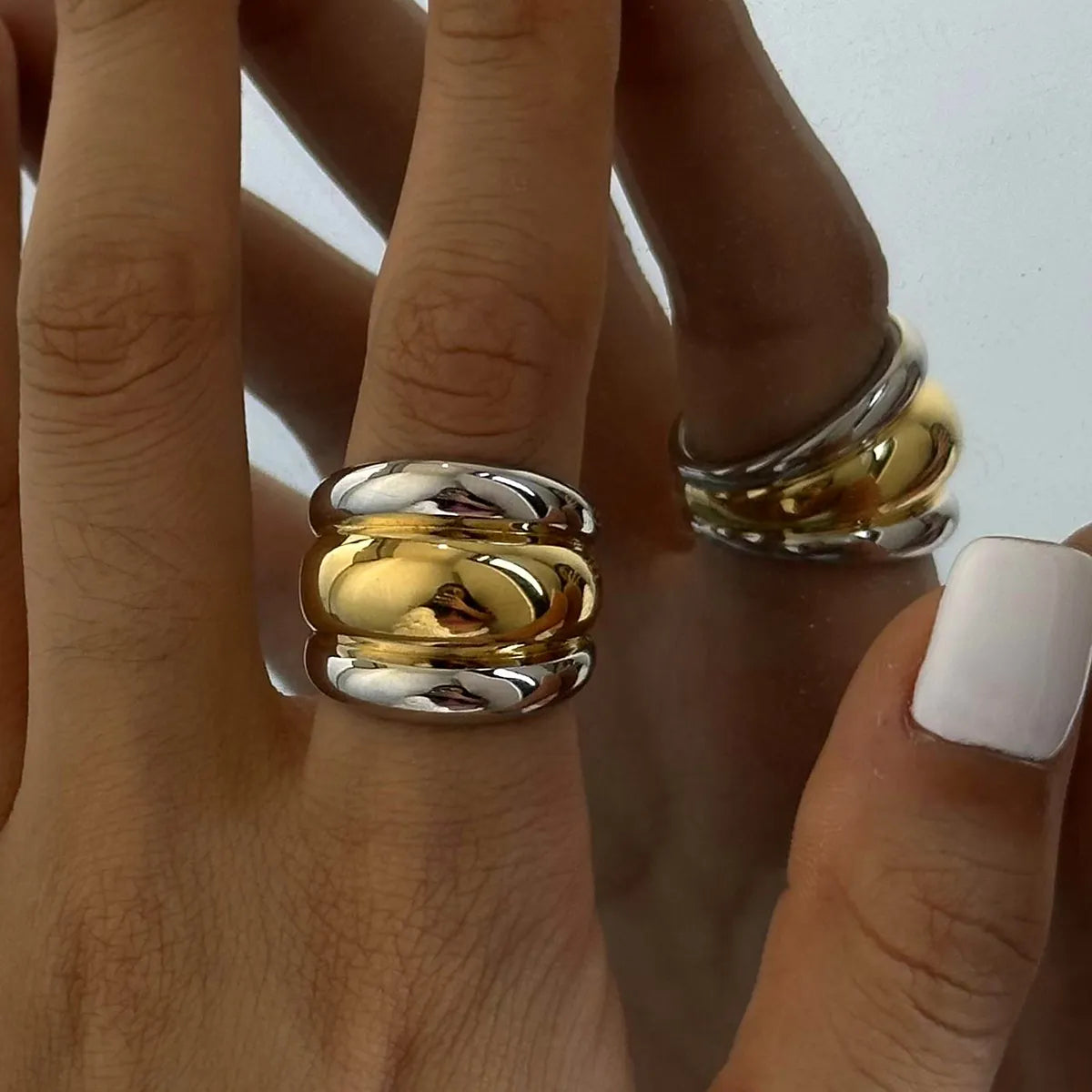 Two Tone Layerd Dome Ring