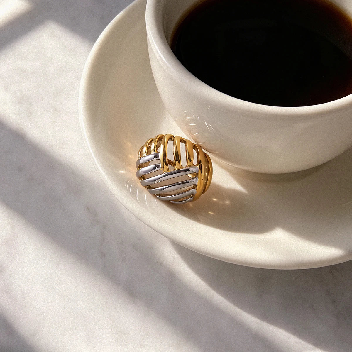 Two-Tone Ring TTRN53 by Navera Jewels