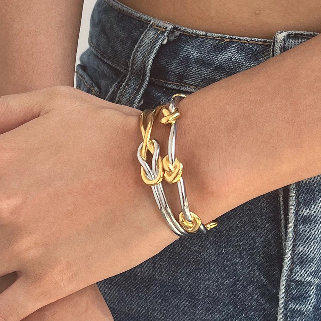 Juliet Two-Tone Love Knot Cuff by Navera Jewels