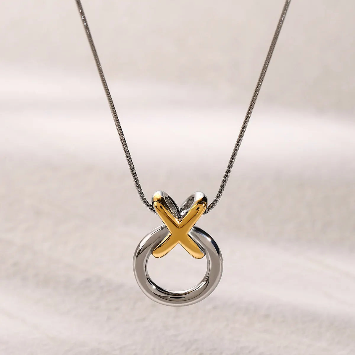 Two Tone XO Pendant Necklace