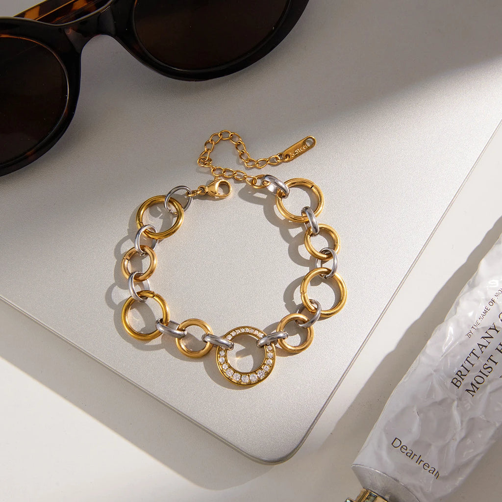 Gatsby Two-Tone Link Bracelet by Navera Jewels
