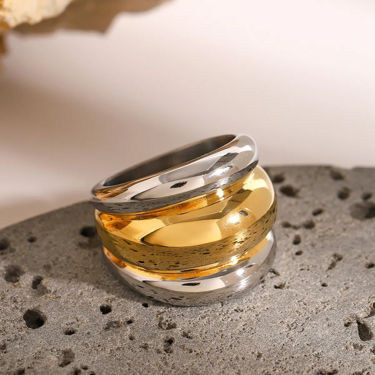 Two Tone Layerd Dome Ring