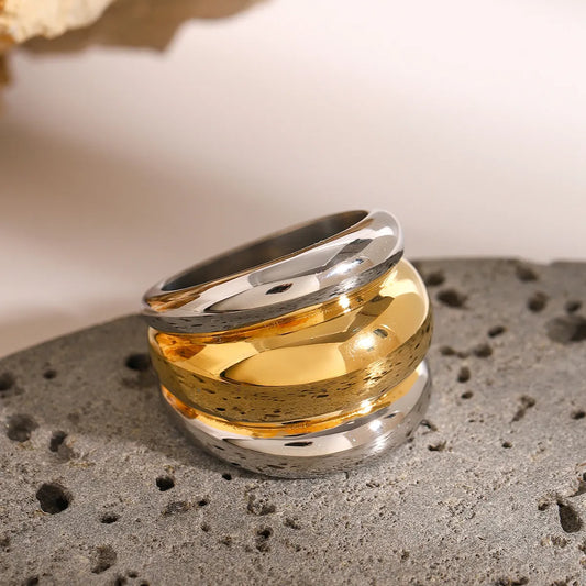 Two Tone Layerd Dome Ring