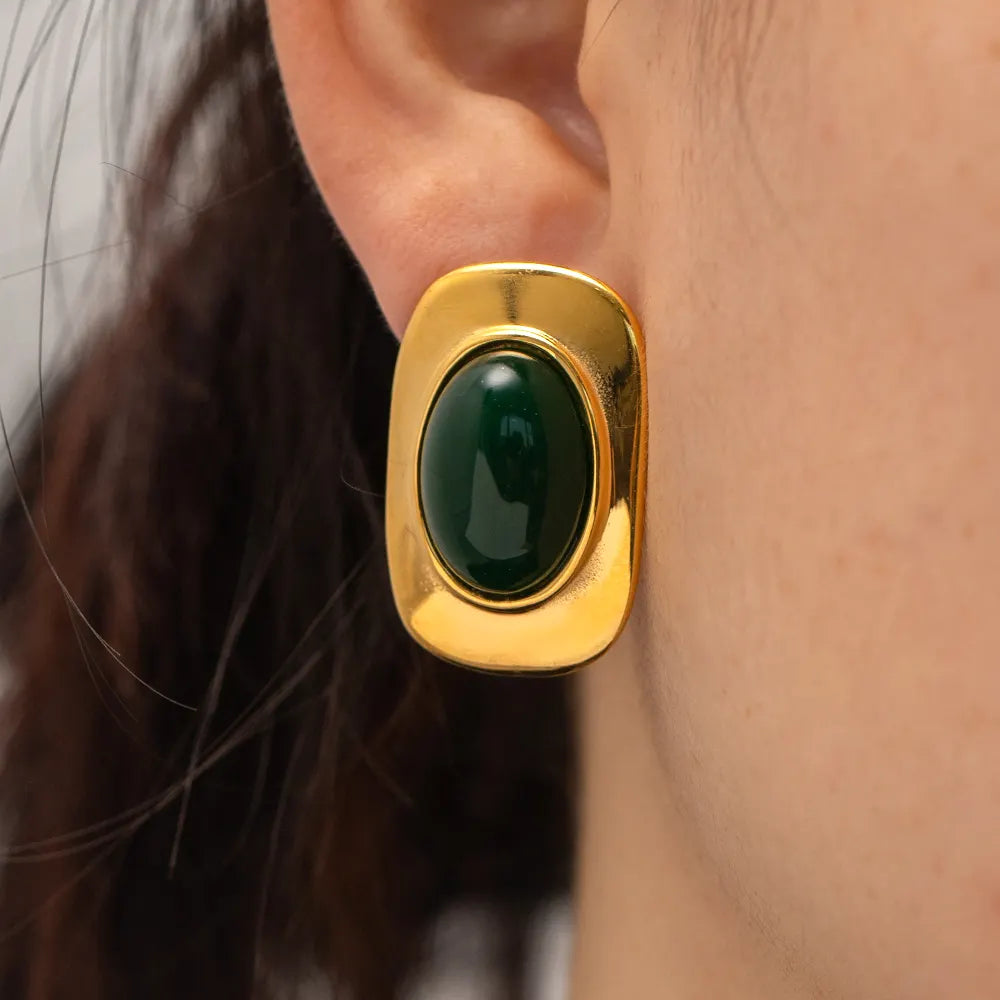 Urban Rani - Classic Green Opal Stud Earring